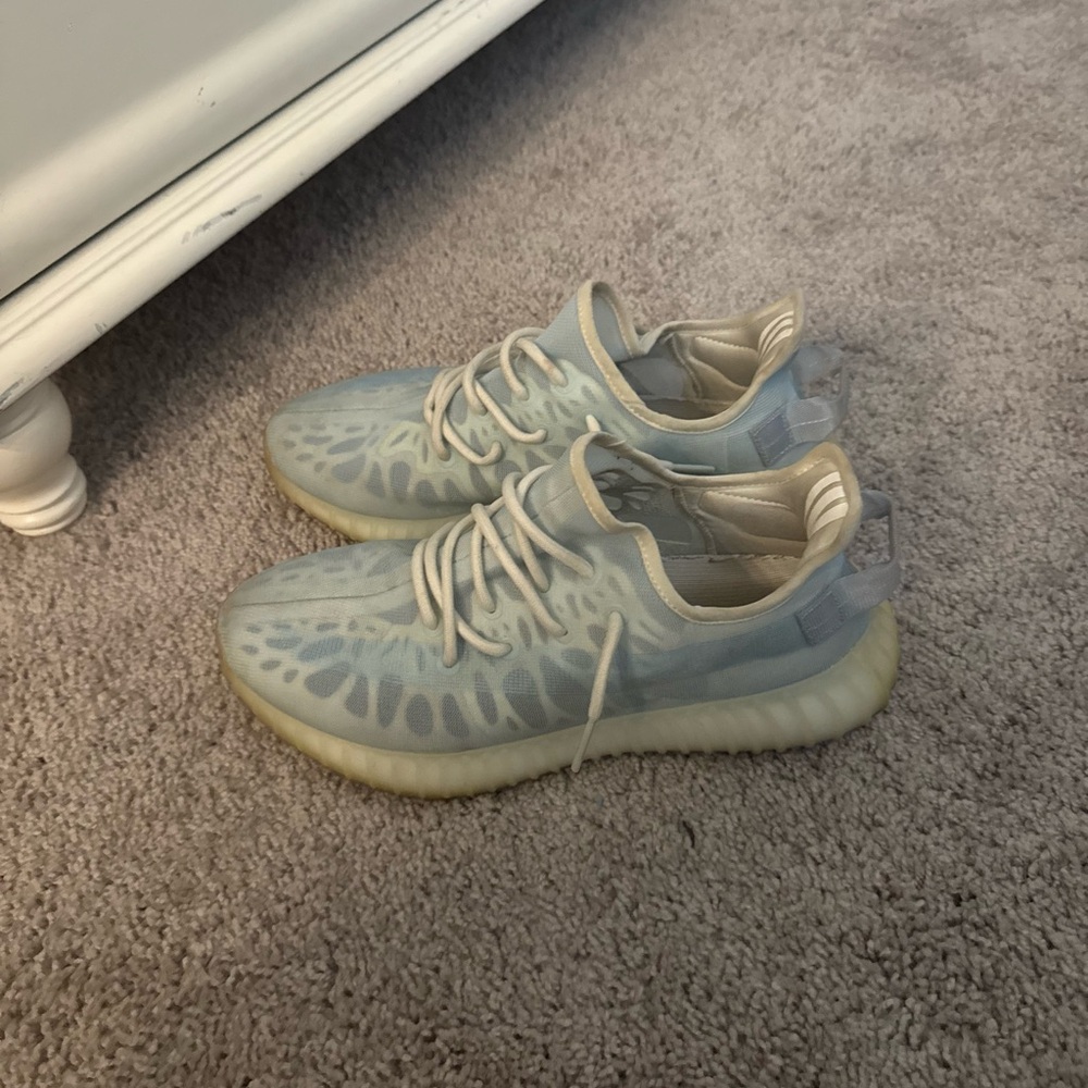 Yeezy Athletic Shoes in Light Blue and Cream